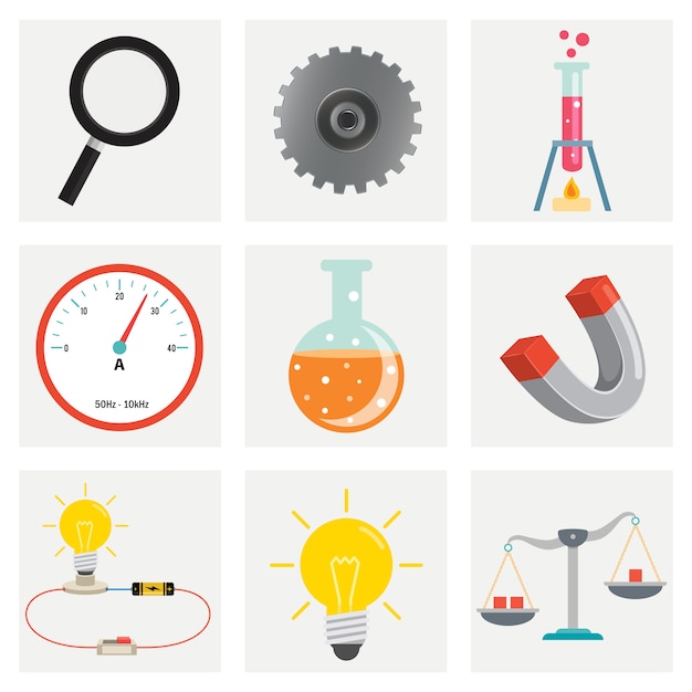 Vector set of physics and chemistry equipments