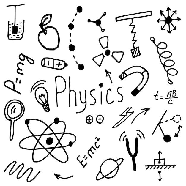 set of physics doodle style