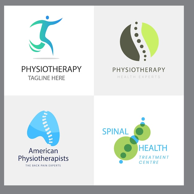 set of physiotherapy logo design collection human health care psychology healthy mind theraphy mas