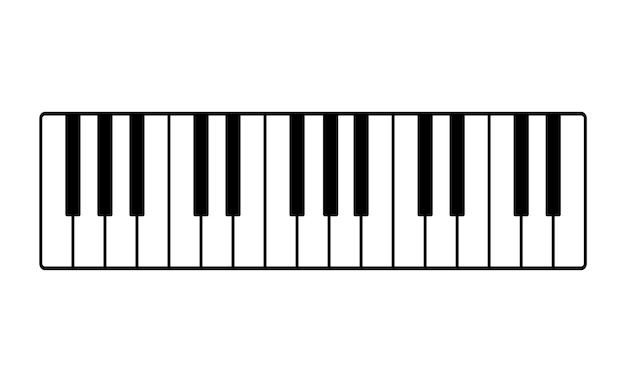 Set of piano keys in illustration black and whiteVector illustration isolated on white background