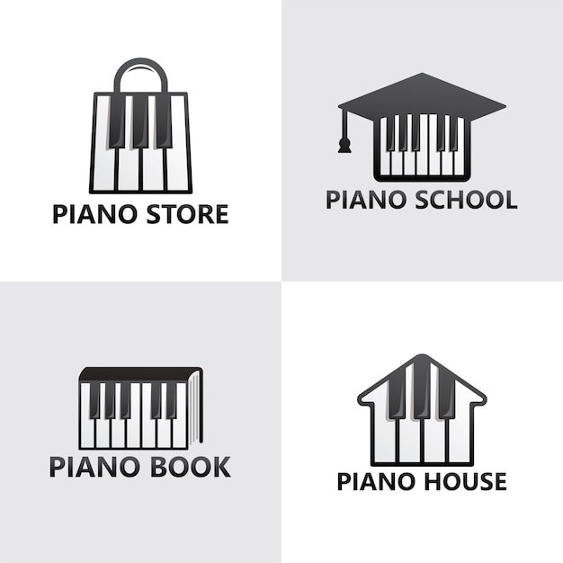 Set of piano logo template premium