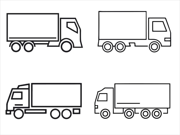 Tractor-trailer icon black and white isolated silhouette. Big tonnage  articulated lorry or wagon truck sketch, flat style. Vector sign for web  design, transportation, shipping, logistics service logo Stock Vector |  Adobe Stock
