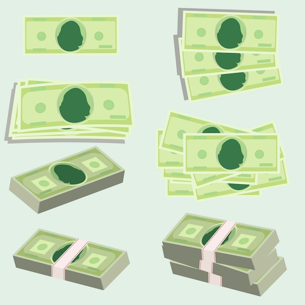 Set pictogrammen met groene bankbiljetten