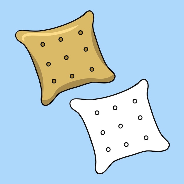 Vettore insieme dell'illustrazione di vettore dei biscotti gialli secchi quadrati dell'immagine nello stile del fumetto