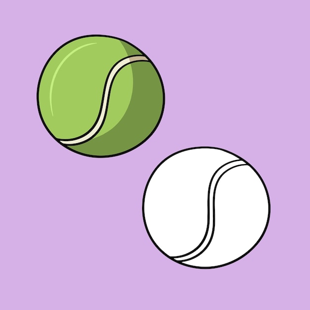 만화 스타일의 개 벡터 삽화를 위한 밝은 테니스 공 장난감 사진 세트