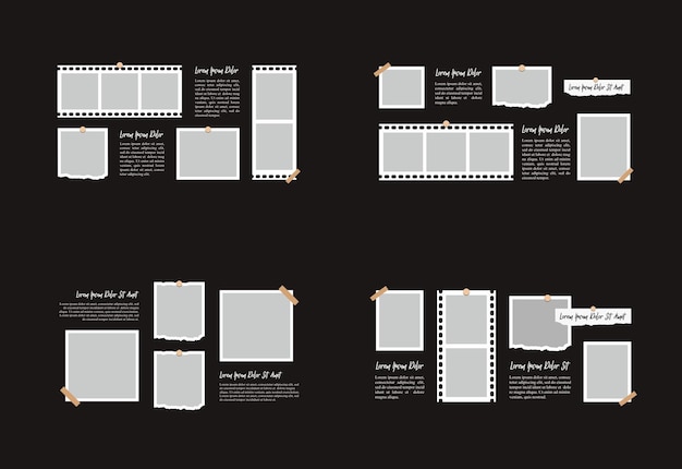 写真のセットまたは写真のフレームコラージュとデジタル写真の壁のテンプレート