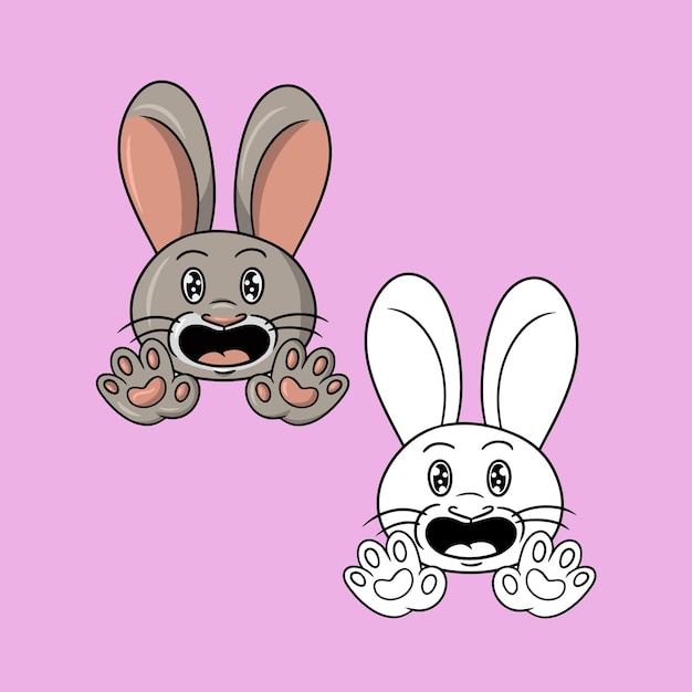 A set of pictures a rabbit character Funny character emotions excitement vector  in cartoon style