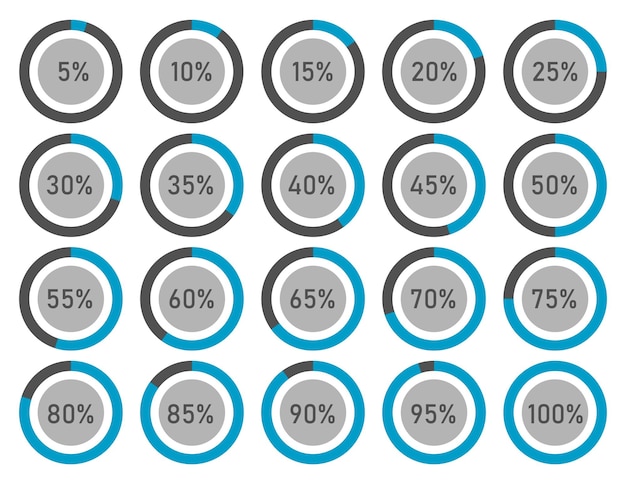 Set of pie percentage charts for infographic design loading circle icon vector illustration