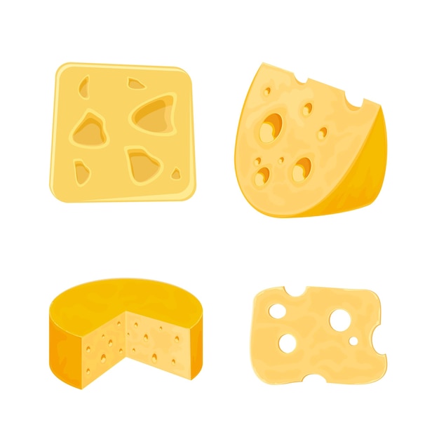Набор кусочков сыра, изолированные на белом фоне иллюстрации