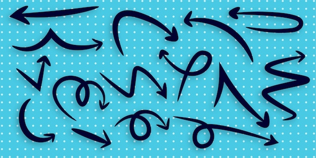 Set pijl hand getekende illustratie sjabloonontwerp