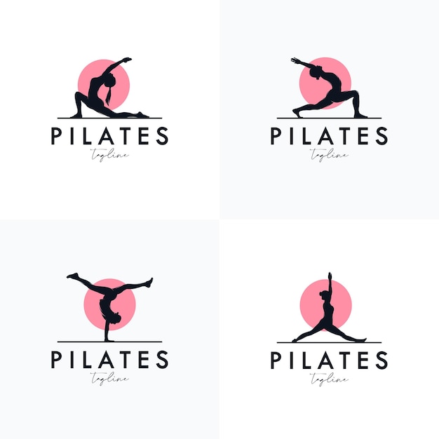 Vettore set di pilates yoga logo identity design