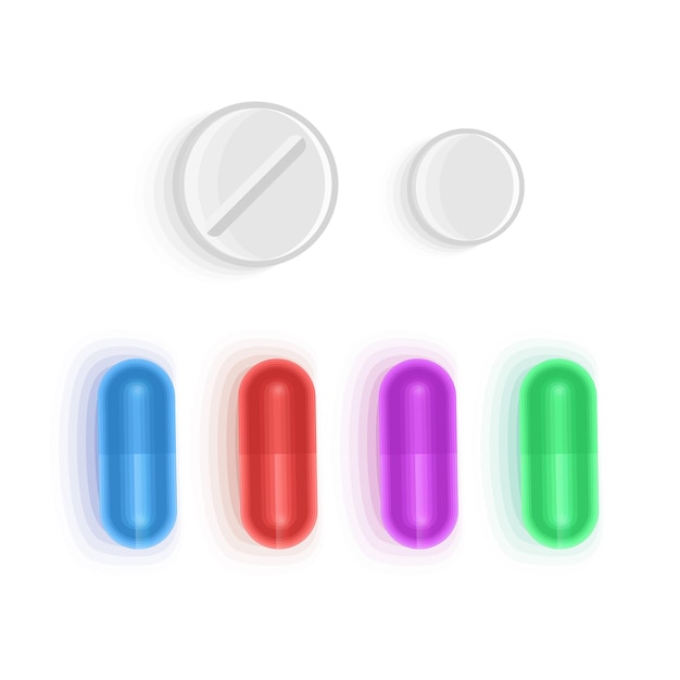 Vector set of pill and tablet icons isolated on white background medical and hospital icons