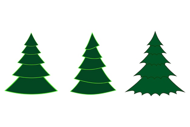 A set of pine trees in a flat design