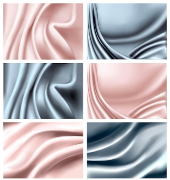 Vector a set of pink and blue silk fabric