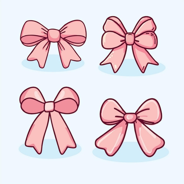 Premium Vector  A set of pink bows with different colors