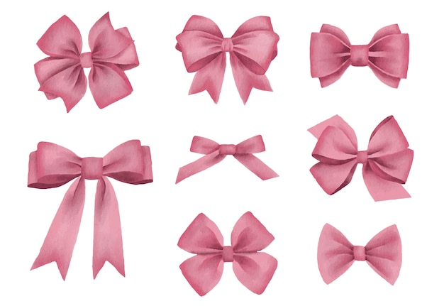 Premium Vector  A set of pink bows with different colors