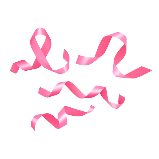 Set of pink breast cancer ribbons vector eps 10 format