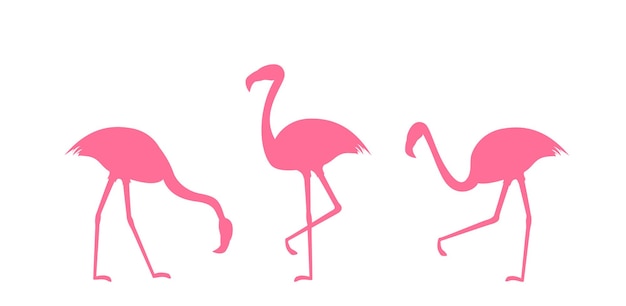 Набор силуэтов розового фламинго