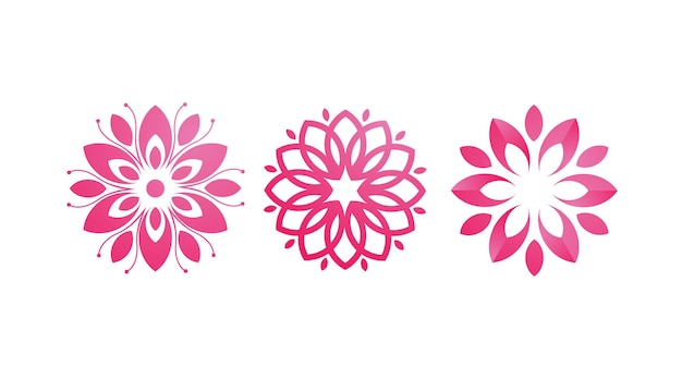 Set of Pink Flower Beauty Logo Design Template