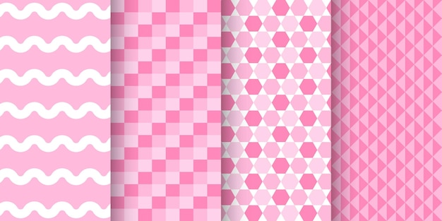 Набор розового геометрического бесшовного рисунка