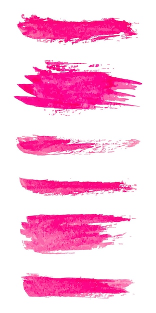 Vector set of pink paint brush ink stroke brush vector illustration isolated on white