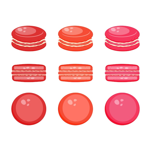 Set of pink red vector french macarons cafe menu restaurant