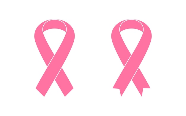 白い背景に分離された乳がん CancerVector 図のピンクのリボンのセット