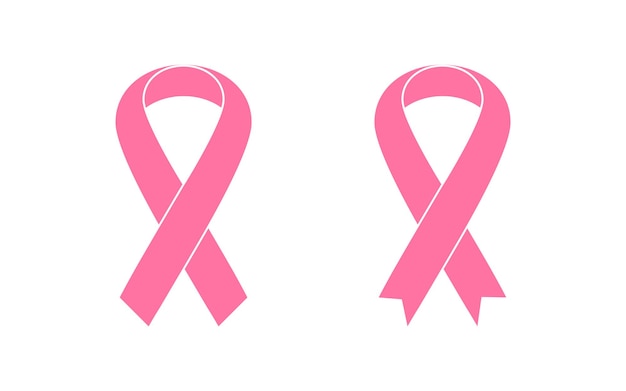 Set of pink ribbons of breast cancervector illustration isolated on white background