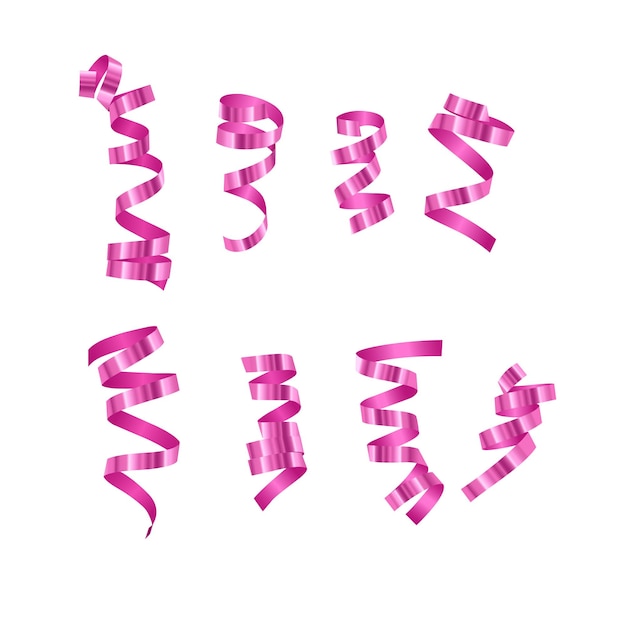 Vector set of pink ribbons for your design