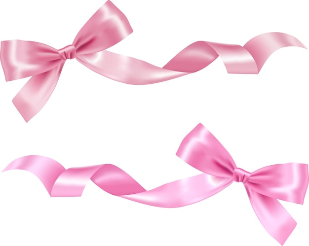 Set of pink satin bow