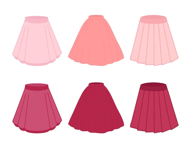 Vector a set of pink skirts vector illustration isolated on white background