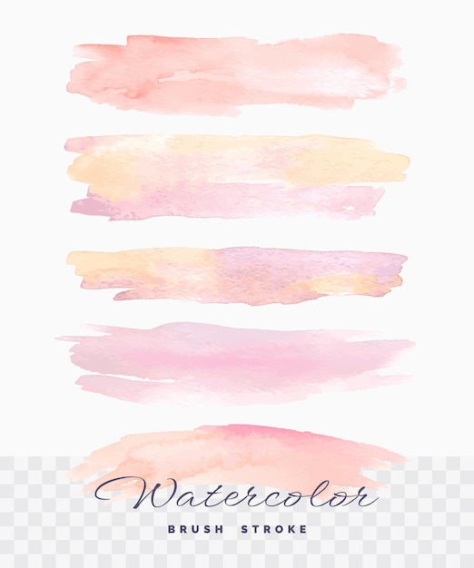 Vector set of pink watercolor brush stroke