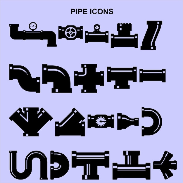 set of pipe black vector