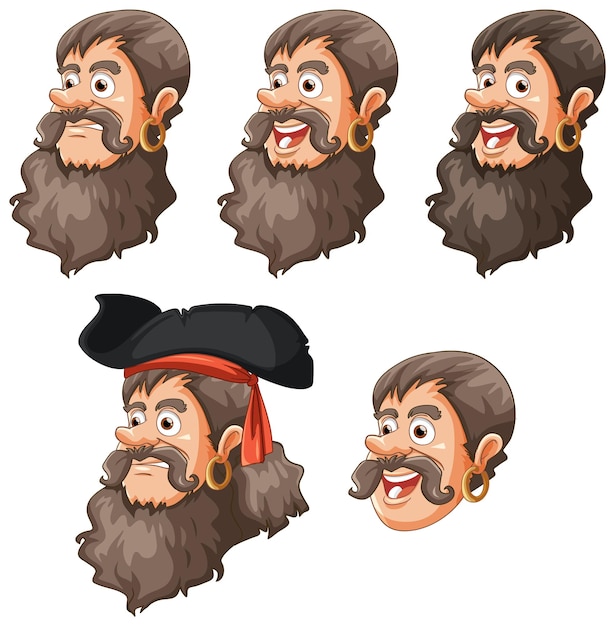 Set of pirate head cartoon