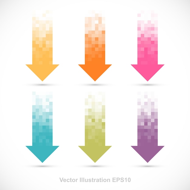 Vector set of pixelated arrows