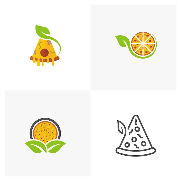 ピザロゴアイコンデザインベクトルイラストのセットピザコンセプトデザインロゴ食品ロゴテンプレート