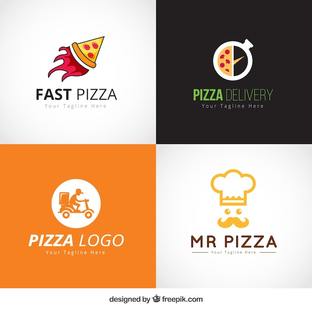 Set of pizza logos