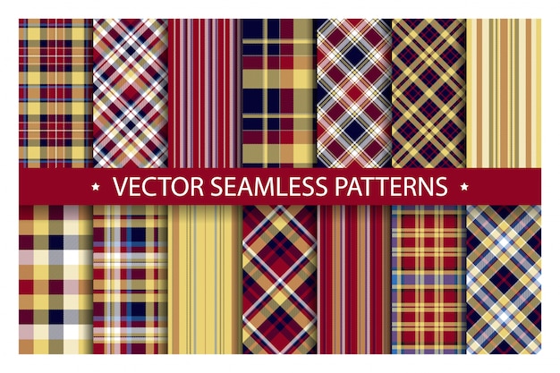 Set of plaid seamless patterns