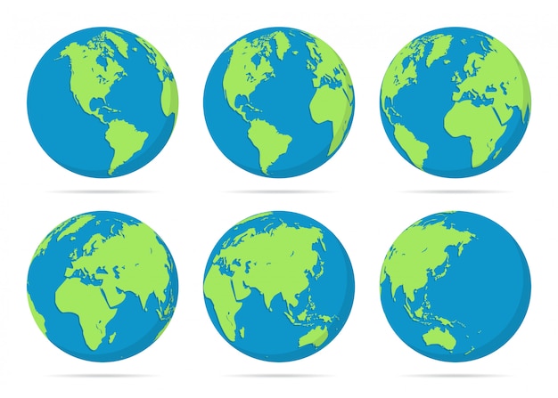 Vector set of planet earth globes illustration