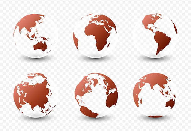 Vector set of planet earth set of earth globe