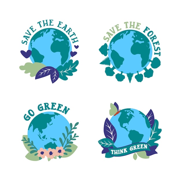 Vector the set of planets earth for stickers green peace design