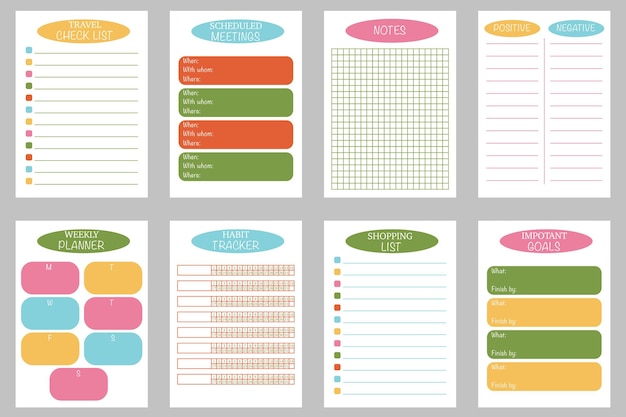 A set of planner templates. A4 size.