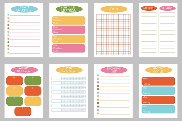 A set of planner templates. A4 size.