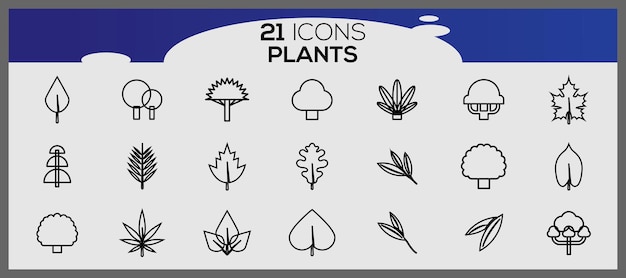 Set of plant hand drawn vector Set of different plants iconSet of ornamental plants