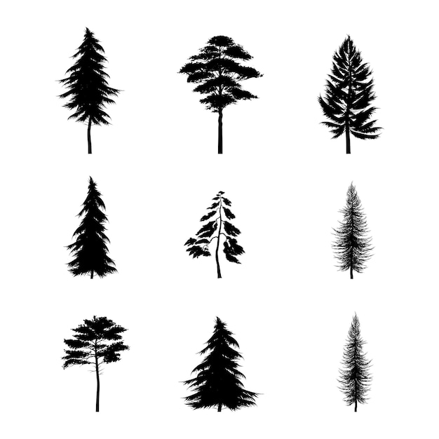 Set of plant and tree silhouette