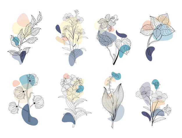 A set of plants and flowers for covers