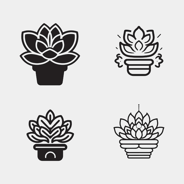 Set of plants in a pot vector isolated on white background