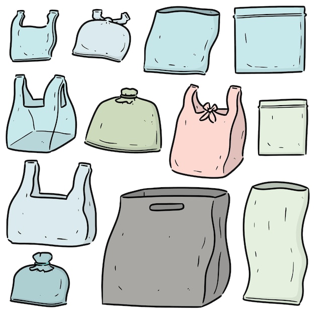 Vector set of plastic bag