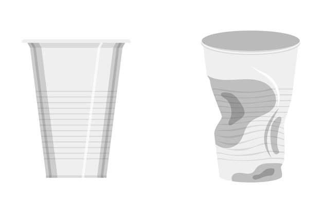 Vector set of plastic cups icon vector illustration in flat style