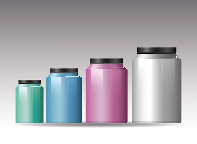 Set of plastic pots products